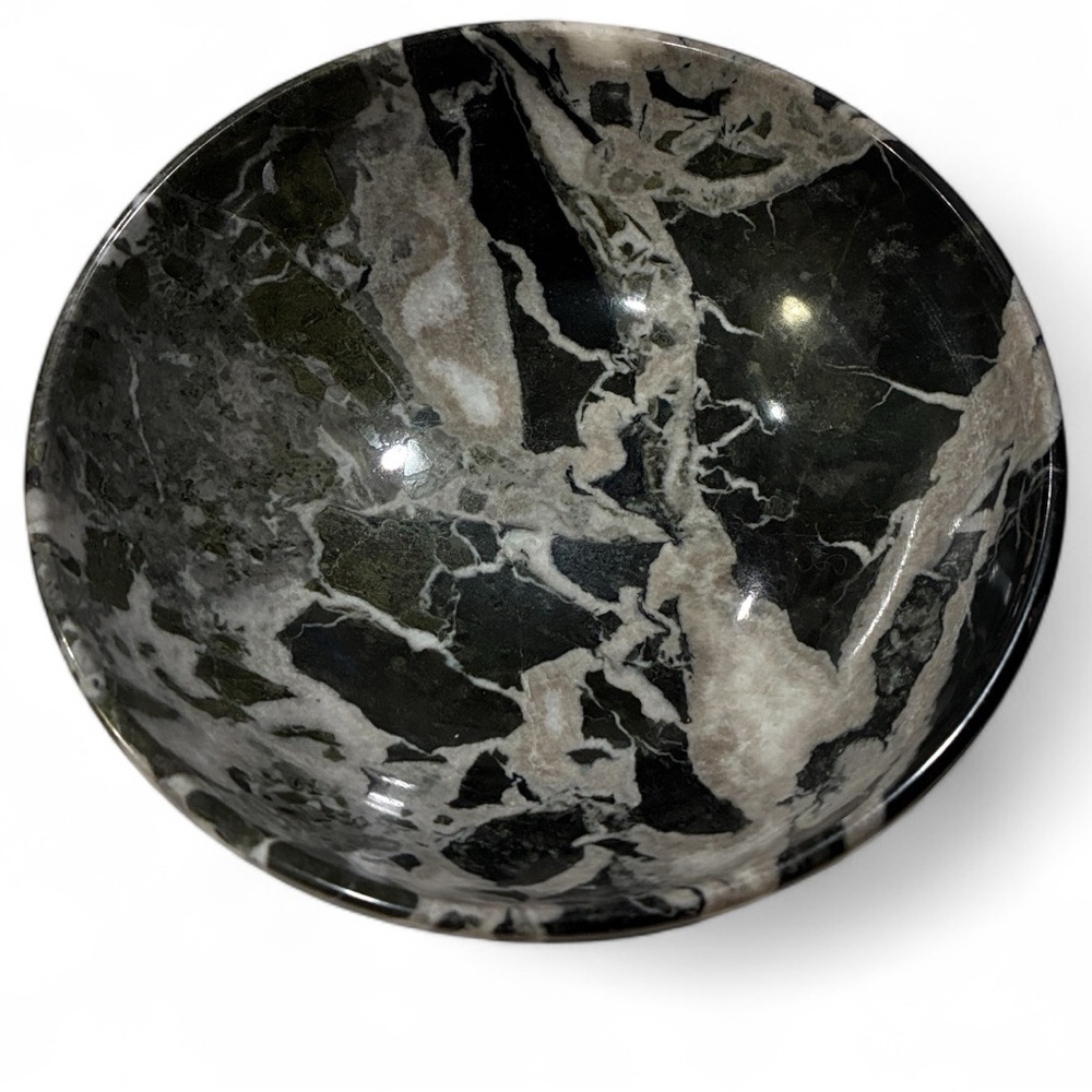 Ancient Bowl from Pakistan Black Zebra and Red Zebra Marble Fabulous No Flaws